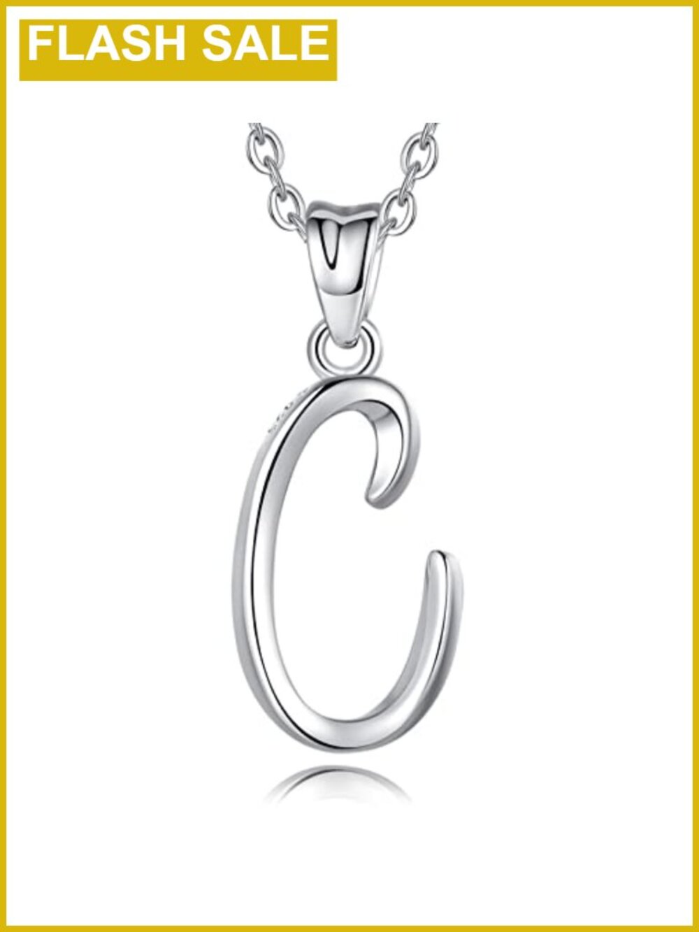 Sterling Silver Initial Necklace 18 Inch Letter C Pendant Gift for Women